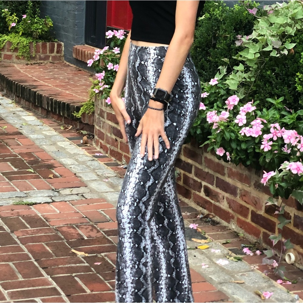 Flare Snake Print Pants